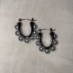 B. Collective Silver Vintage-Inspired Horseshoe Hoop Earrings with Beaded Pearls